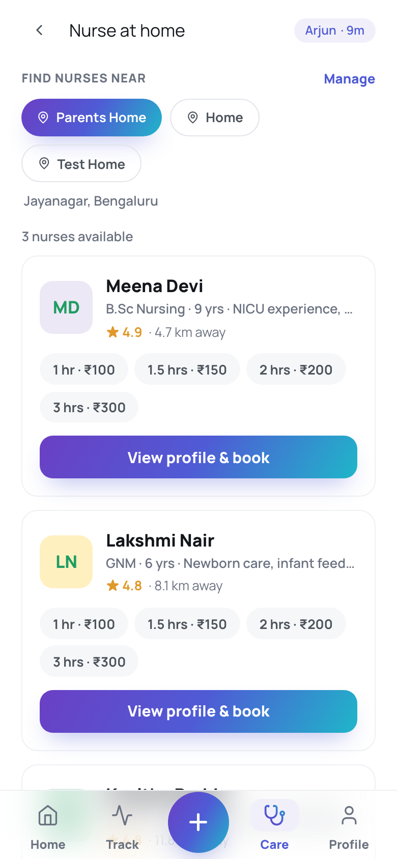 Care in a single tap