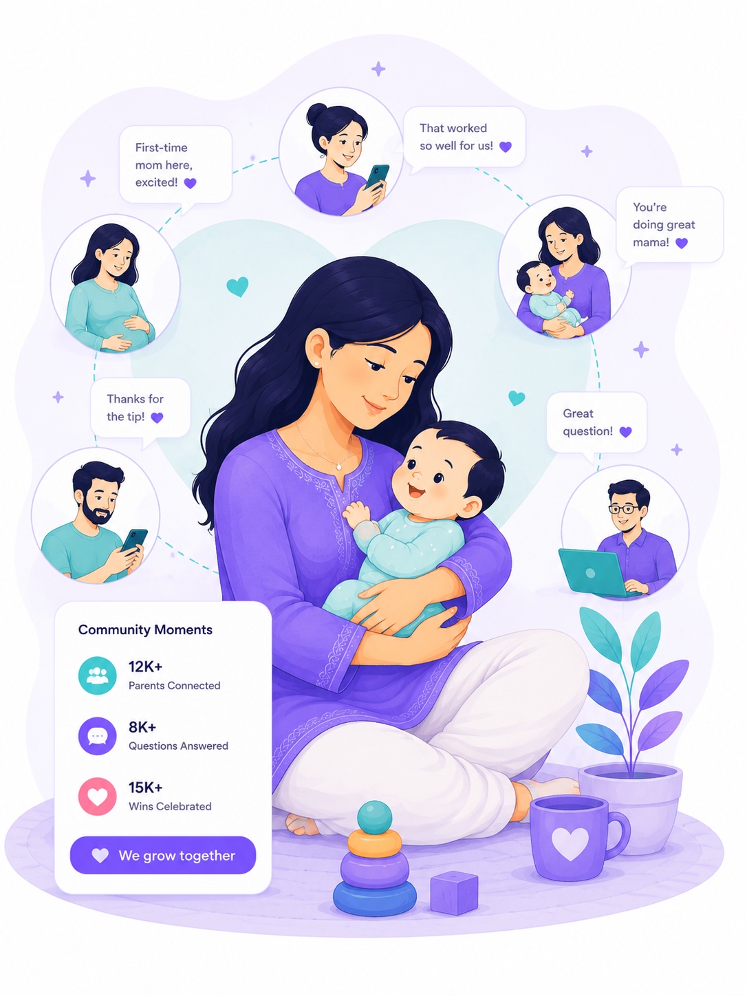 Parent measuring baby's height
